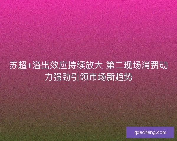 苏超+溢出效应持续放大 第二现场消费动力强劲引领市场新趋势 苏超+溢出效应持续放大 第二现场消费动力强劲引领市场新趋势